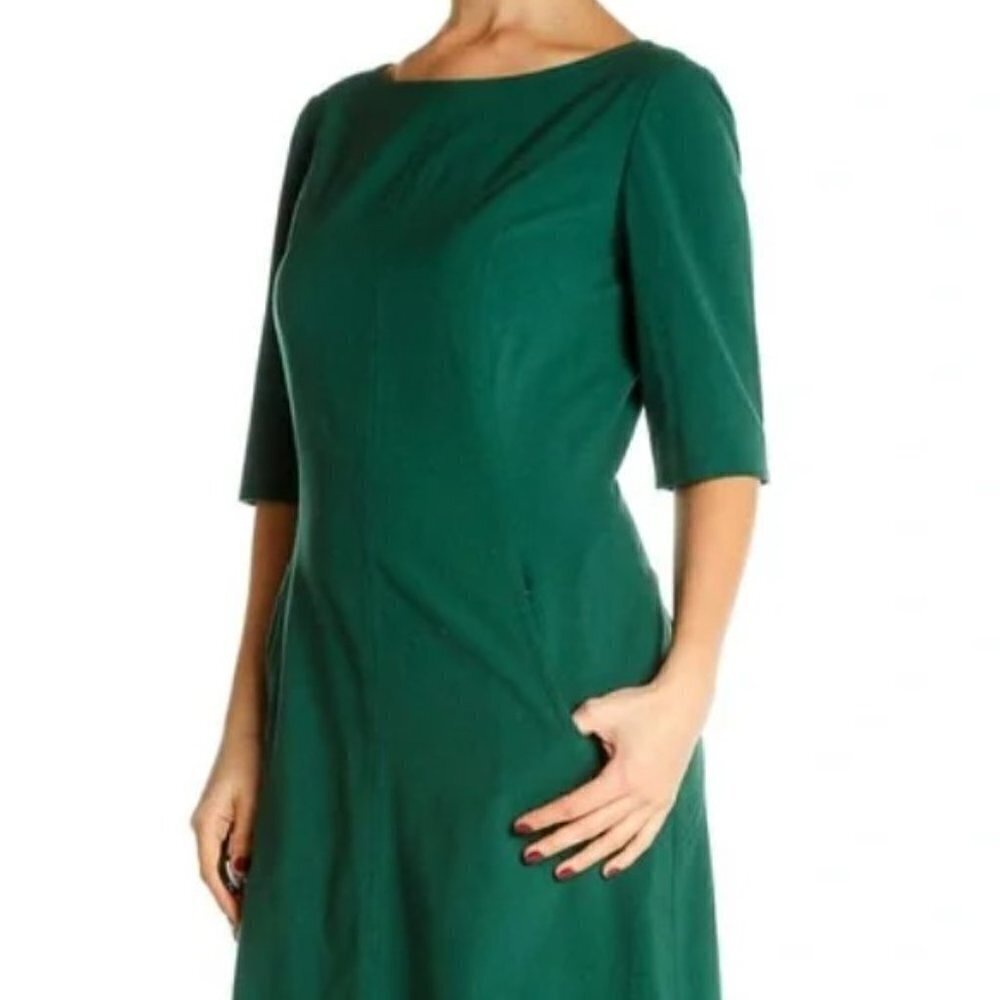Tahari Arthur S. Levine Emerald Green Pocket Sheath Dress Size 8